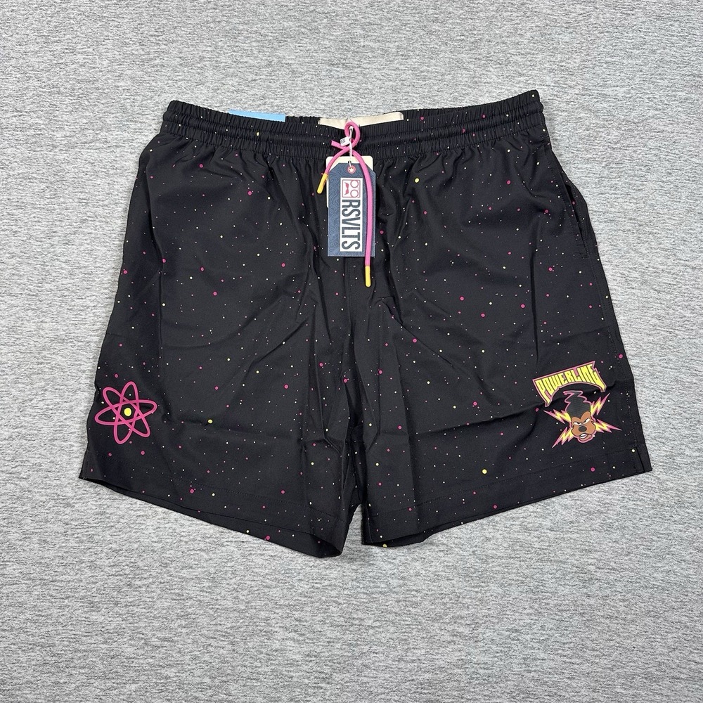 RSVLTS Disney Goofy Movie Hybrid Swim Shorts Mens Large Black Star Power NEW